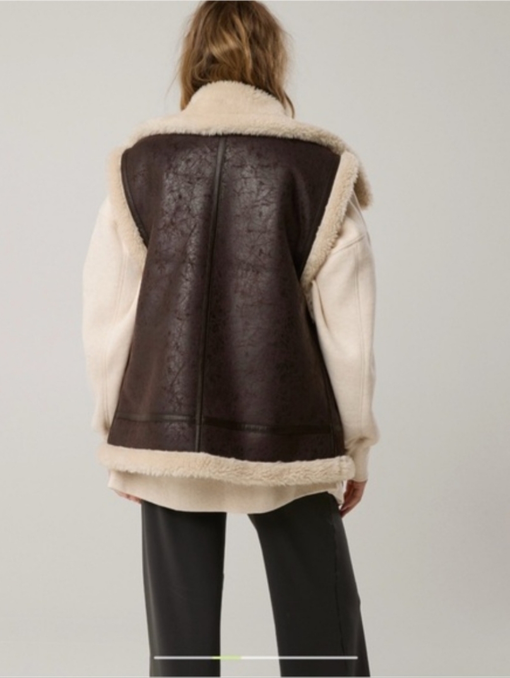 AERIE OFFLINE Faux Shearling Lined Brown Vest with Cream Collar - Picture 7 of 14